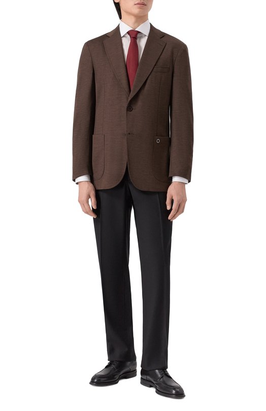 Пиджак из шерсти и шелка Stefano Ricci M1RMM22TA0/CM09HA Коричневый  M1RMM22TA0/CM09HA Фото 3