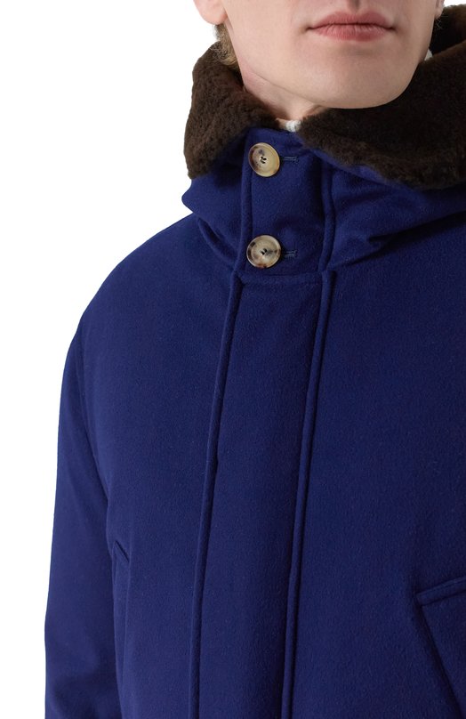 Пуховик с отделкой из овчины Brunello Cucinelli MM4701993 Синий  MM4701993 Фото 5