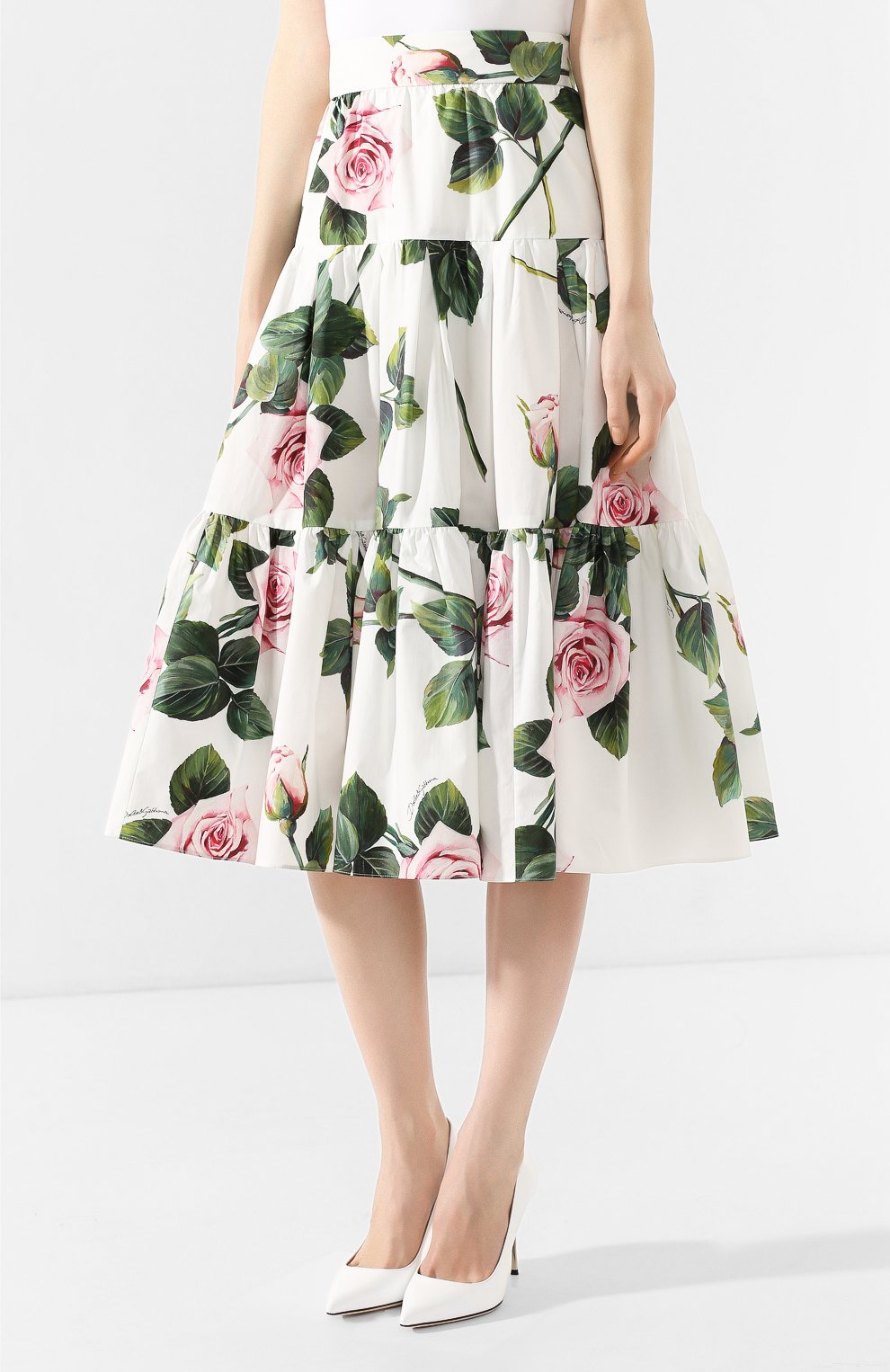 Хлопковая юбка DOLCE & GABBANA белого цвета по цене 117000 руб., арт. F4BM0T/HS5FZ, фото 3 Хлопковая юбка DOLCE & GABBANA, арт. F4BM0T/HS5FZ, фото 3