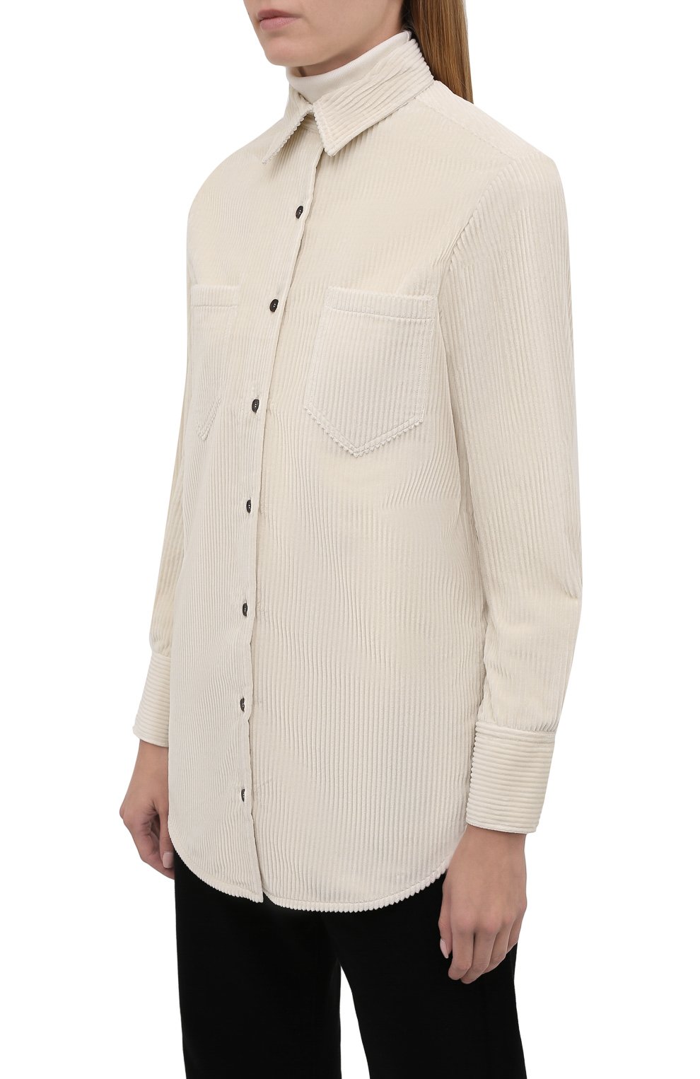 Вельветовая рубашка KITON кремового цвета по цене 94850 руб., арт. D52451K0598A, фото 3 Вельветовая рубашка KITON, арт. D52451K0598A, фото 3