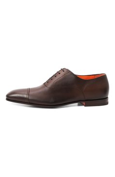 Мужские кожаные оксфорды levante SANTONI темно-коричневого цвета, арт. MCLG17801SA3BSLFN01 | Фото 4 (Материал внутренний: Натуральная кожа; Стили: Классический; Нос: Не проставлено; Материал сплава: Проставлено; Материал внешний: Натуральная кожа)