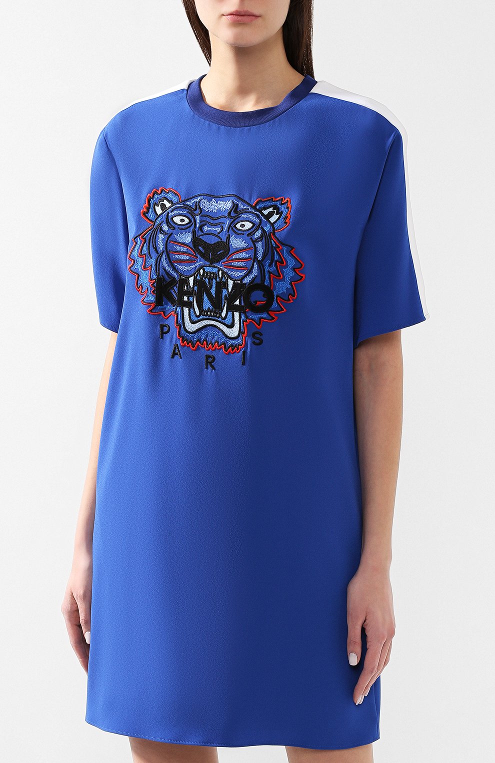 Платье с вышитым логотипом бренда KENZO синего цвета по цене 49950 руб., арт. 2R00645AC, фото 3 Платье с вышитым логотипом бренда KENZO, арт. 2R00645AC, фото 3
