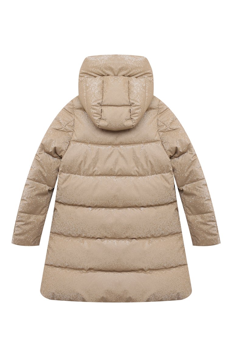 Детская утепленное пальто SAVE THE DUCK золотого цвета, арт. J45510G/TRISTA/BLIN19/4-8 | Фото 2 (Рукава: Длинные; Драгоценные камни: Проставлено; Материал внешний: Синтетический материал; Материал подклада: Синтетический материал; Материал сплава: Проставлено; Кросс-КТ: Зима, Утепленные; Ростовка одежда: 8 лет | 128 см, 6 лет | 116 см)