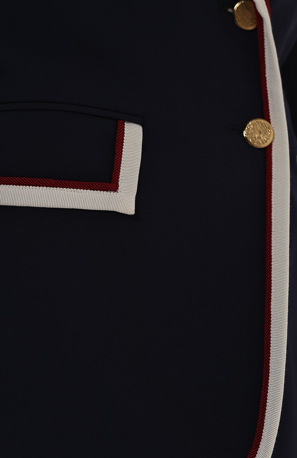 Жакет с контрастной отделкой GUCCI синего цвета по цене 257760 руб., арт. 523859/ZKR01, фото 5 Жакет с контрастной отделкой GUCCI, арт. 523859/ZKR01, фото 5