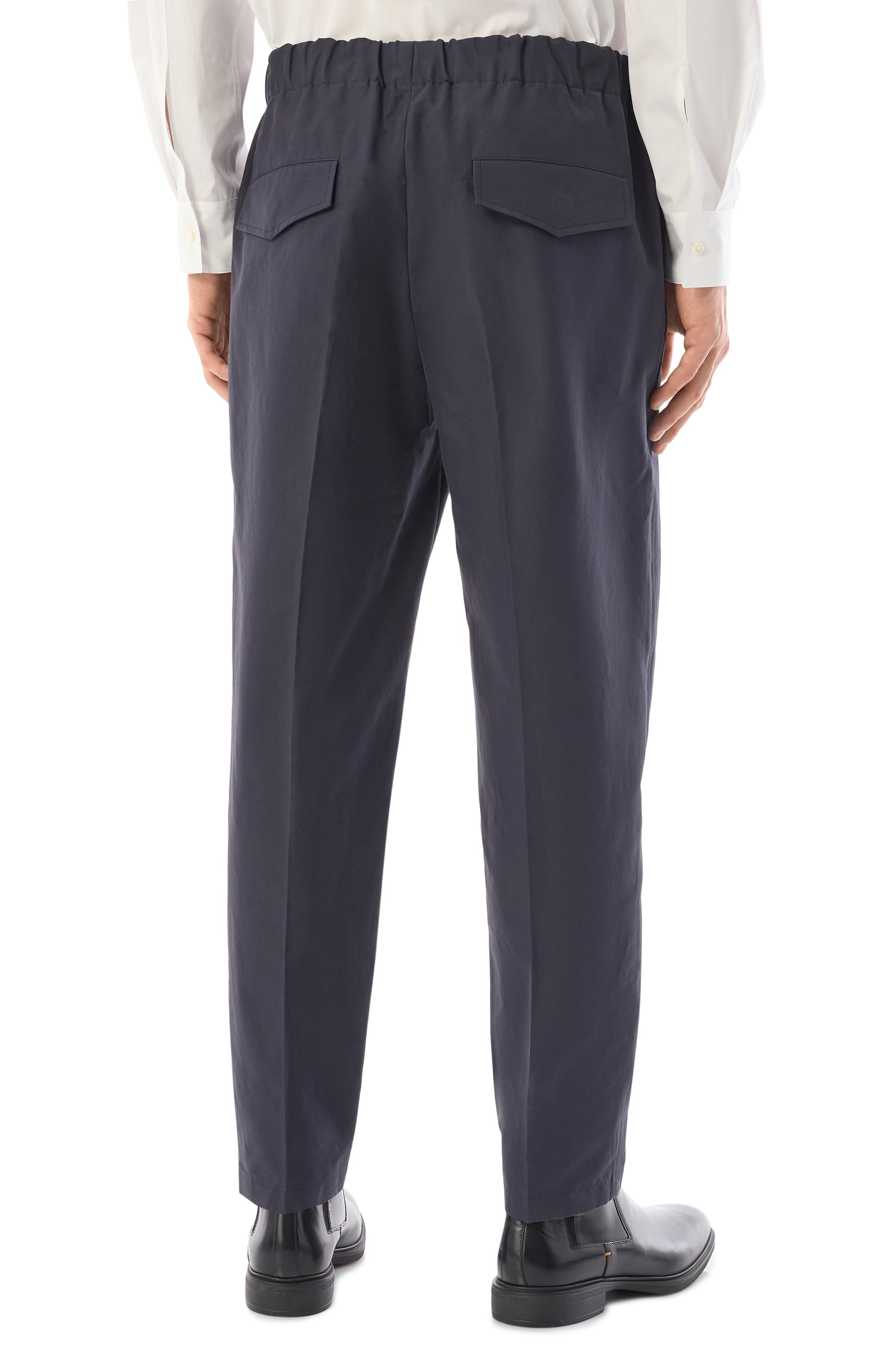 Хлопковые брюки JIL SANDER темно-синего цвета по цене 130000 руб., арт. J23KA0005/J45225, фото 4 Хлопковые брюки JIL SANDER, арт. J23KA0005/J45225, фото 4