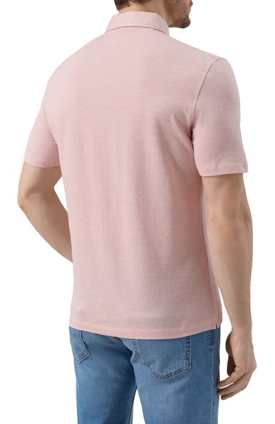 Поло из хлопка и льна BRUNELLO CUCINELLI розового цвета по цене 99500 руб., арт. MW8623936, фото 4 Поло из хлопка и льна BRUNELLO CUCINELLI, арт. MW8623936, фото 4