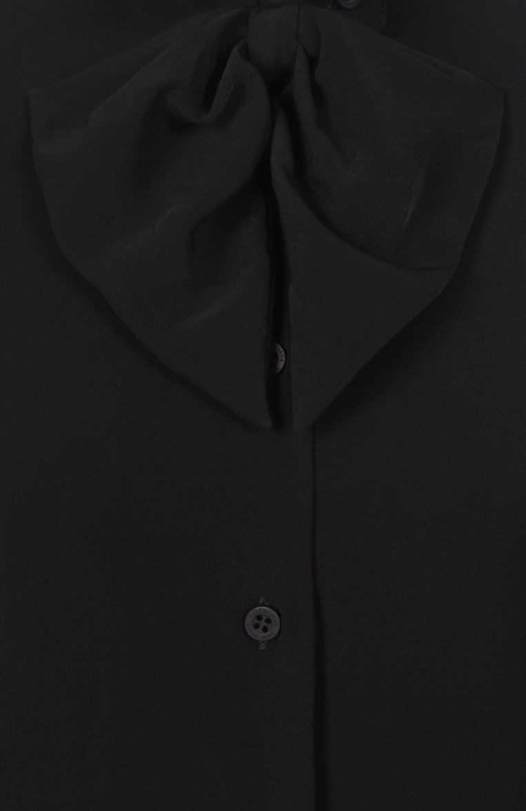 Женская блузка BALENCIAGA черного цвета, арт. 814140/TR021 | Фото 6 (Длина (для топов): Удлиненные; Материал внешний: Синтетический материал; Рукава: Длинные; Стили: Кэжуэл; Женское Кросс-КТ: Блуза-одежда; Принт: Без принта)