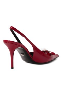 Женские лакированные туфли gianni ribbon 85 VERSACE красного цвета, арт. 1013717/1A08983 | Фото 5 (Материал внутренний: Натуральная кожа; Драгоценные камни: Проставлено; Каблук высота: Высокий; Материал сплава: Проставлено; Материал внешний: Натуральная кожа; Подошва: Плоская; Женское Кросс-КТ: Слингбэки; Каблук тип: Шпилька)