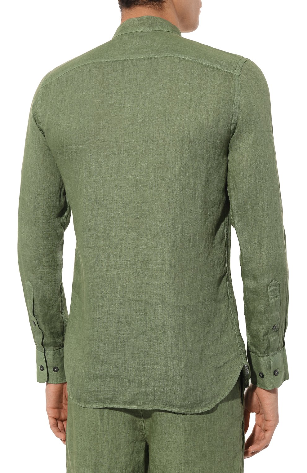 Льняная рубашка 120% LINO хаки цвета по цене 25600 руб., арт. 31ALIM1159/0000115/S00, фото 4 Льняная рубашка 120% LINO, арт. 31ALIM1159/0000115/S00, фото 4