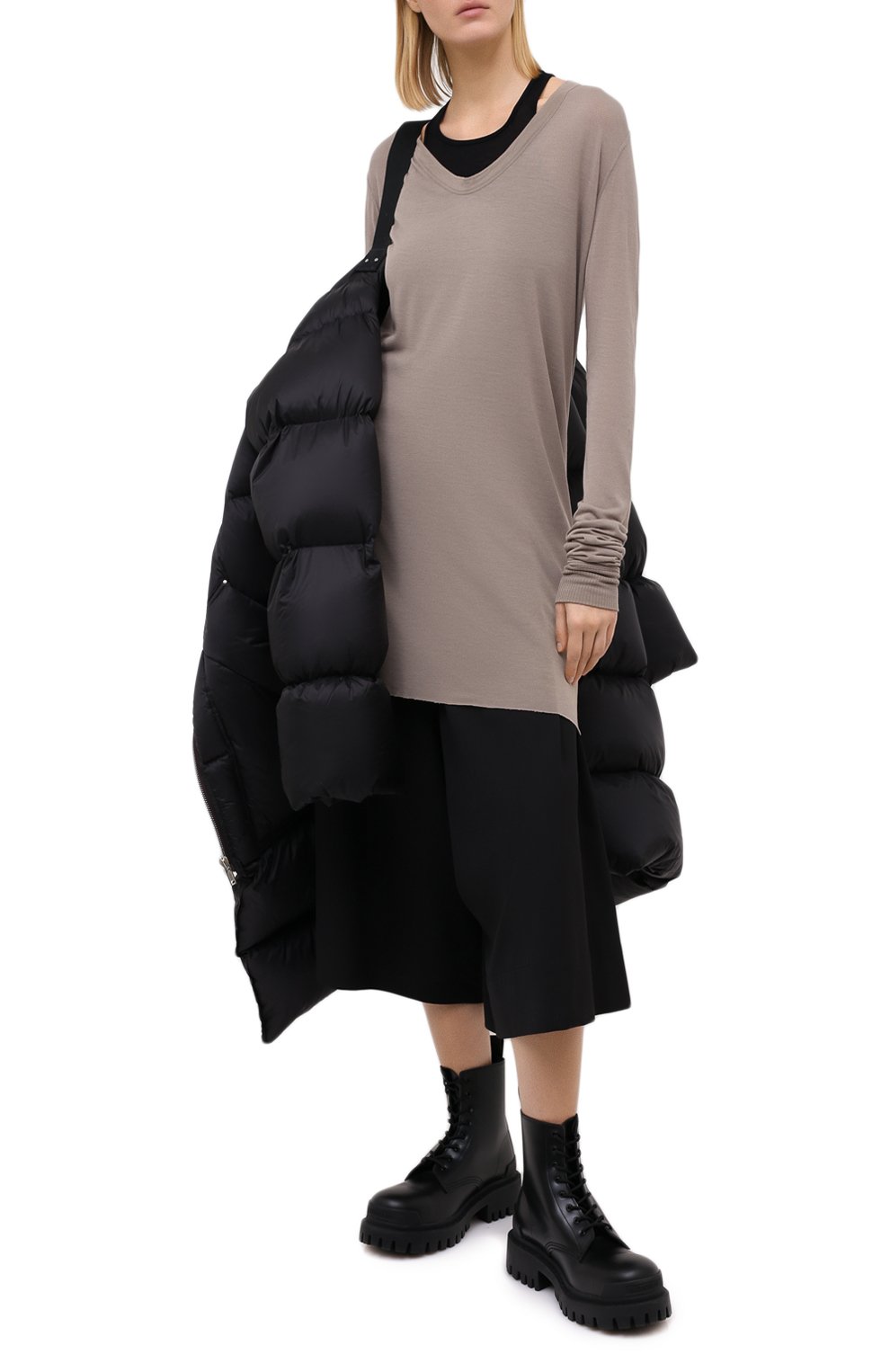 Лонгслив из вискозы и шелка RICK OWENS серого цвета по цене 29950 руб., арт. RP20F2200/JS, фото 2 Лонгслив из вискозы и шелка RICK OWENS, арт. RP20F2200/JS, фото 2