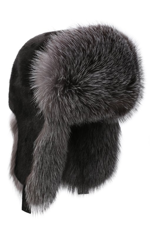 Меховая шапка-ушанка из норки и лисы VICTORIA KUSENKOVA 322805523227 Чёрный 322805523227