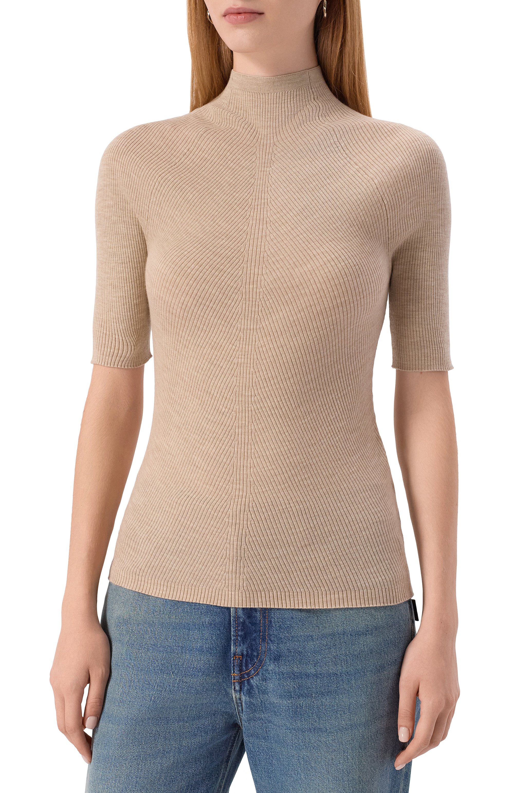 Шерстяной пуловер BOSS бежевого цвета по цене 18350 руб., арт. 50542885, фото 3 Шерстяной пуловер BOSS, арт. 50542885, фото 3