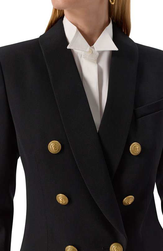 Шерстяной жакет Balmain CF1SH020/WC09 Чёрный  CF1SH020/WC09 Фото 5