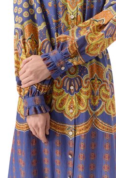 Женское хлопковое платье VALENTINO синего цвета, арт. 6B3VAF0297D | Фото 5 (Длина Ж (юбки, платья, шорты): Миди; Рукава: Длинные; Материал внешний: Хлопок; Стили: Этно; Женское Кросс-КТ: Платье-одежда; Случай: Повседневный; Автоматизация состава: Проставлено; Автоматизация ТО: Проставлено)