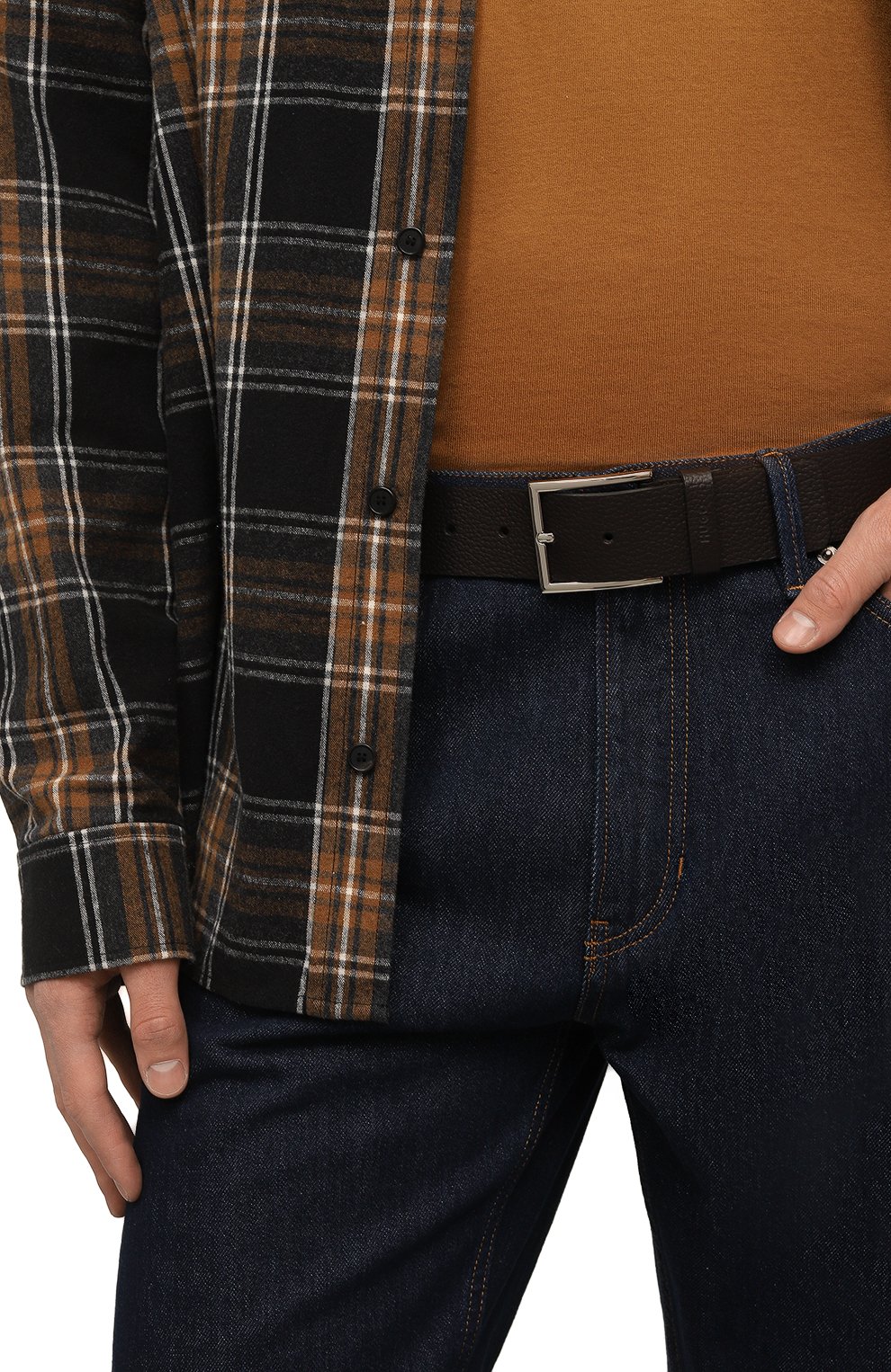 Кожаный ремень HUGO темно-коричневого цвета по цене 8295 руб., арт. 50471562, фото 2 Кожаный ремень HUGO, арт. 50471562, фото 2