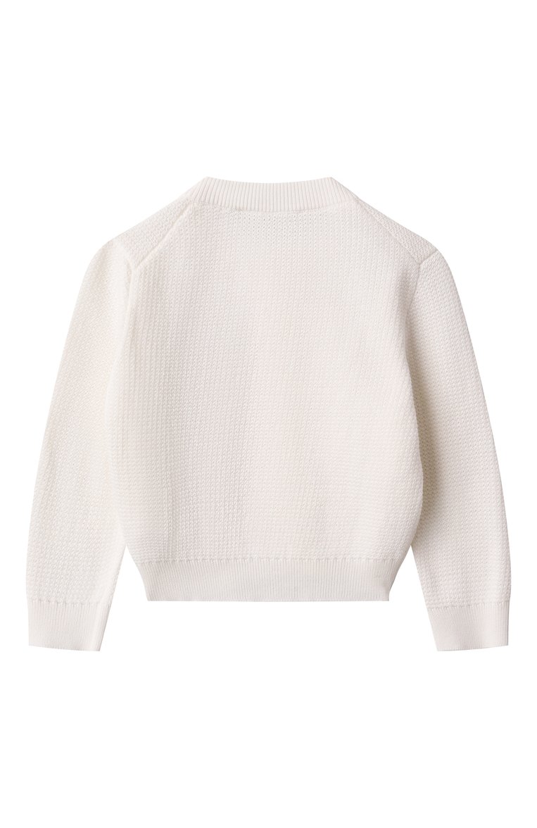 Детский хлопковый кардиган DOLCE & GABBANA молочного цвета, арт. L1KWG1/JBCGE | Фото 2 (Нос: Не проставлено; Кросс-КТ НВ: Кардиганы; Материал внешний: Хлопок; Автоматизация состава: Проставлено; Ростовка одежда: 6 мес | 68 см, 9 мес | 74 см, 12 мес | 80 см, 3 мес | 62 см)