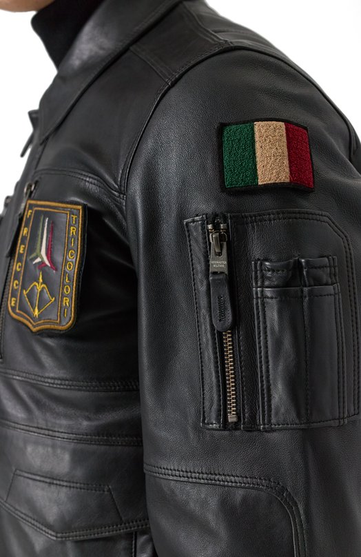 Кожаный бомбер Aeronautica Militare 251PN5046PL265 Чёрный  251PN5046PL265 Фото 5
