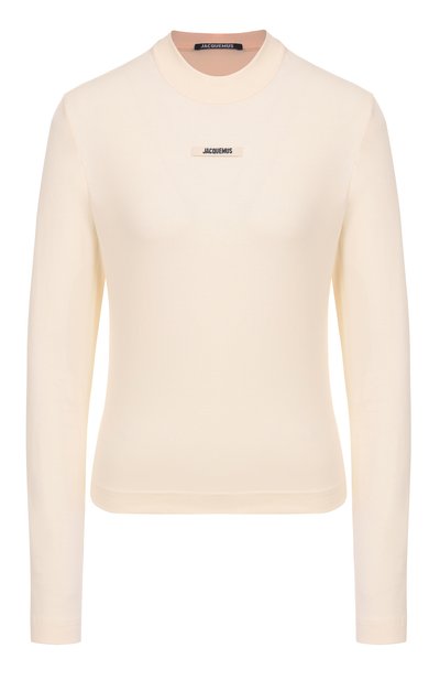Хлопковый лонгслив JACQUEMUS кремового цвета по цене 25950 руб., арт. 24E241JS155/2031, фото 1 Хлопковый лонгслив JACQUEMUS, арт. 24E241JS155/2031, фото 1