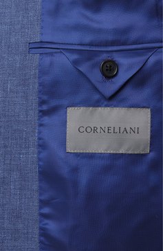 Мужской костюм из шерсти и льна CORNELIANI синего цвета, арт. 25X008-2518263_SET | Фото 10 (Материал внешний: Шерсть, Лен; Рукава: Длинные; Материал сплава: Проставлено; Драгоценные камни: Проставлено; Костюмы М: Однобортный; Стили: Классический, Кэжуэл)