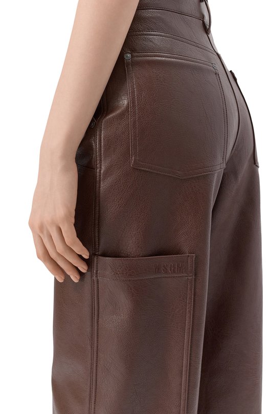 Брюки из экокожи MSGM 3942MDP13X/257804 Коричневый  3942MDP13X/257804 Фото 5