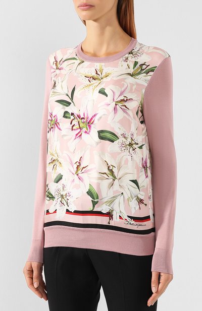 Шелковый пуловер DOLCE & GABBANA светло-розового цвета по цене 113000 руб., арт. FX469T/JASHB, фото 3 Шелковый пуловер DOLCE & GABBANA, арт. FX469T/JASHB, фото 3