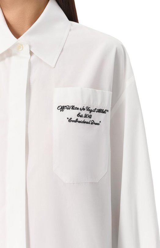 Хлопковое платье-рубашка Off-White 0WDG009S25FAB001 Белый  0WDG009S25FAB001 Фото 5