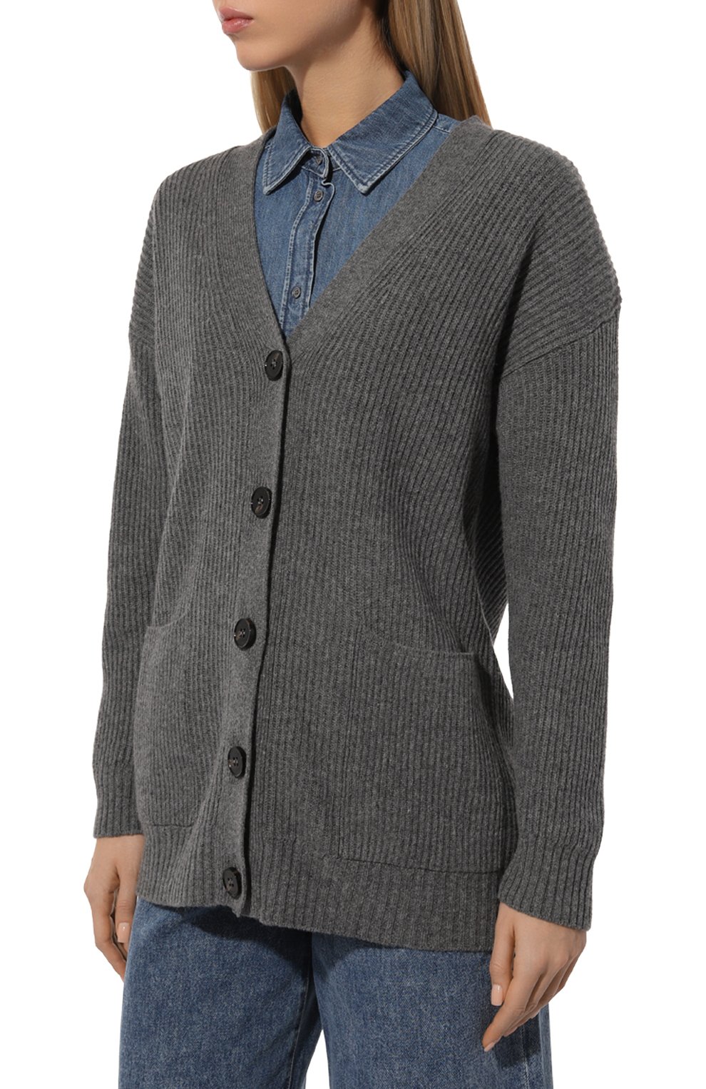 Кардиган из шерсти и вискозы WEEKEND MAX MARA серого цвета по цене 39150 руб., арт. NEGUS, фото 3 Кардиган из шерсти и вискозы WEEKEND MAX MARA, арт. NEGUS, фото 3