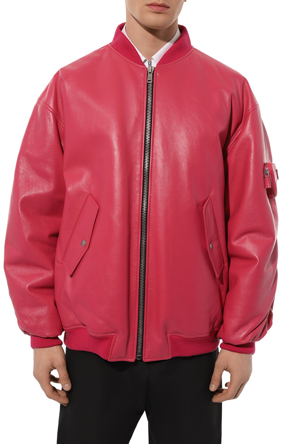 Кожаный бомбер PRADA, арт. UPS557-1ZFE-F01BK, фото 3