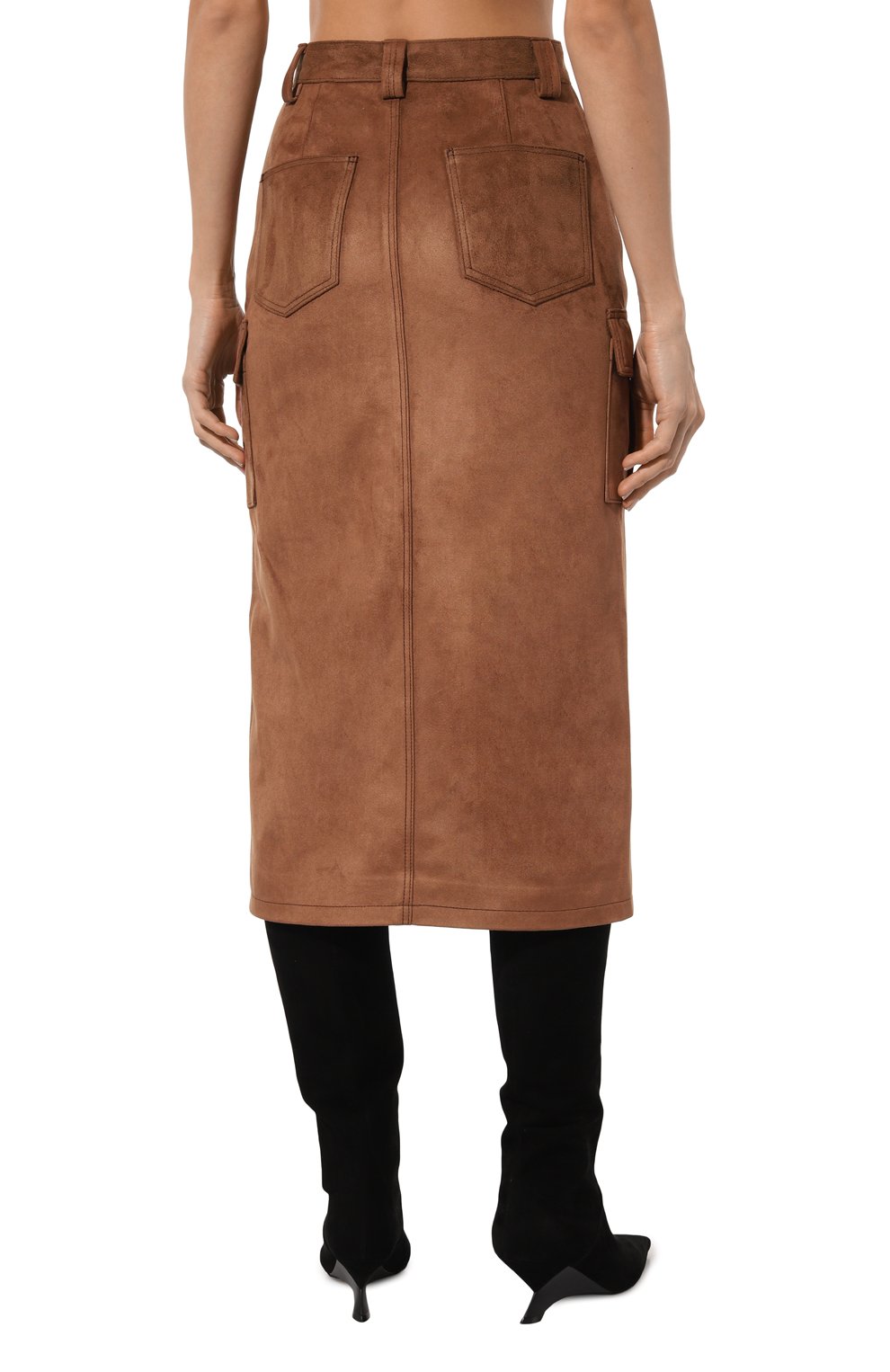 Юбка из экозамши LVIR коричневого цвета по цене 49750 руб., арт. LV23F-SK07B, фото 4 Юбка из экозамши LVIR, арт. LV23F-SK07B, фото 4