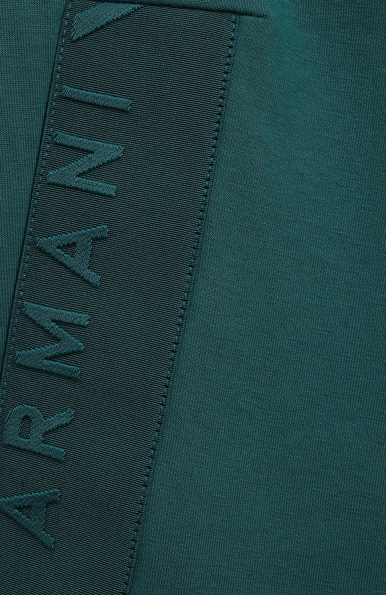 Детские хлопковые брюки EMPORIO ARMANI зеленого цвета, арт. 6R4PJM/1JHSZ | Фото 3 (Нос: Не проставлено; Материал внешний: Хлопок; Случай: Повседневный)