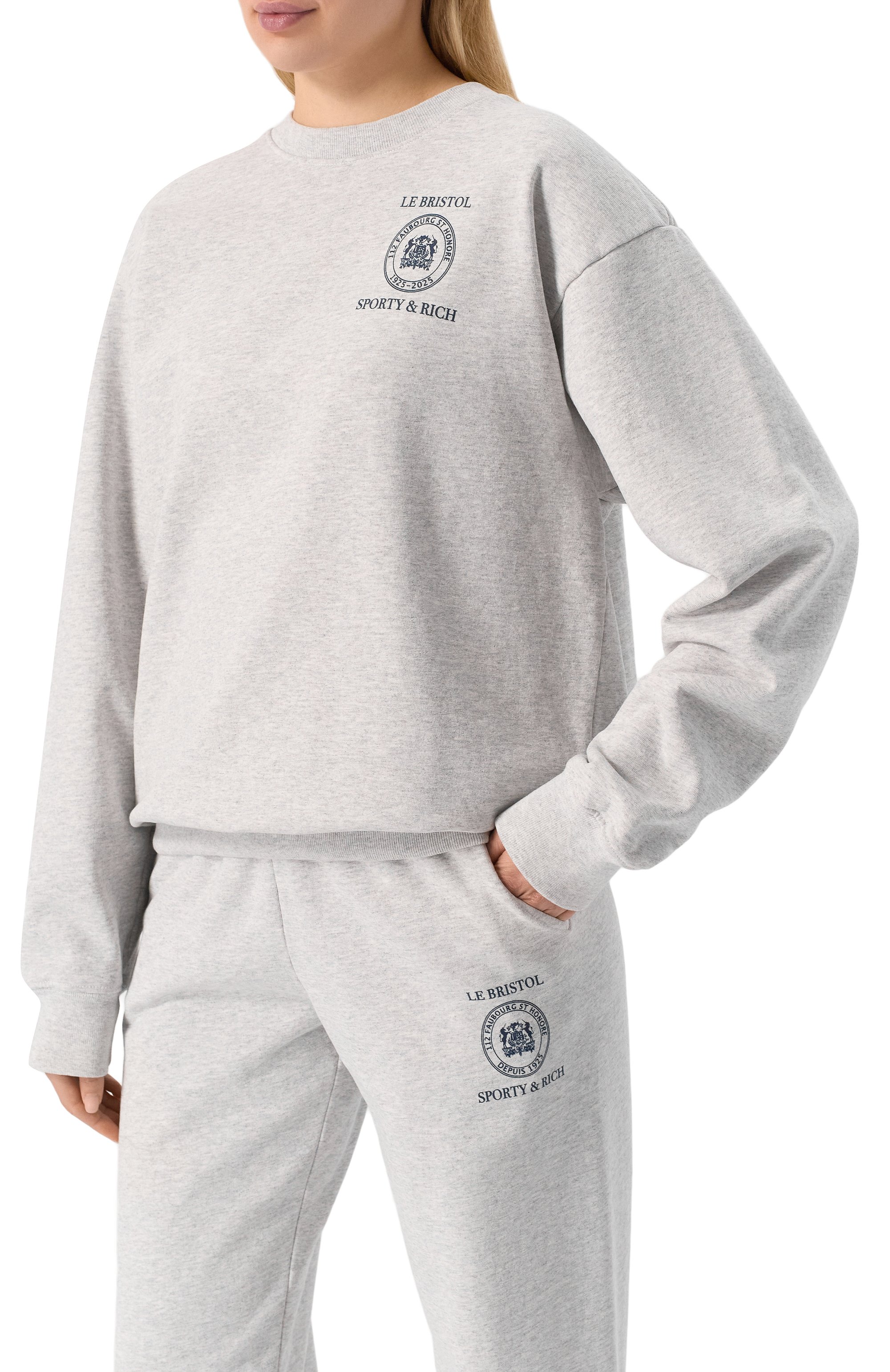 Хлопковый свитшот sporty & rich x le bristol paris SPORTY AND RICH, арт. ST071517620GY03, фото 7