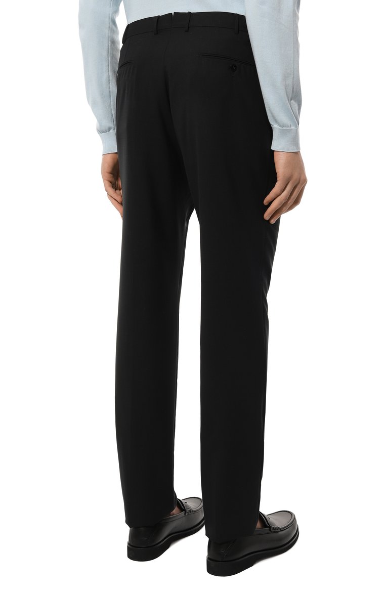 Мужские шерстяные брюки ZEGNA черного цвета, арт. C27F04/75TB12 | Фото 4 (Материал внешний: Шерсть; Длина (брюки, джинсы): Стандартные; Случай: Формальный; Стили: Классический; Автоматизация ТО: Проставлено; Автоматизация состава: Проставлено)
