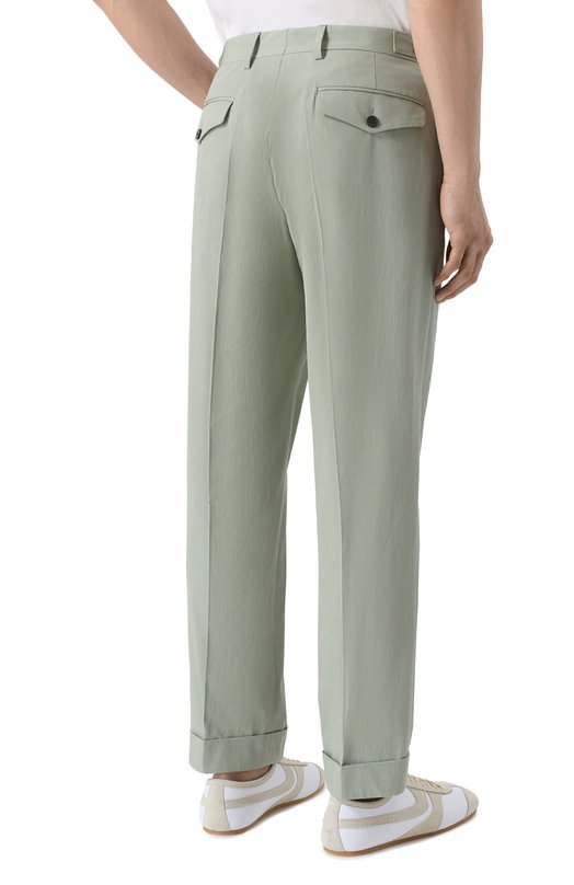 Хлопковые брюки Dries Van Noten 020904/3309 Зелёный  020904/3309 Фото 4