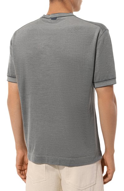 Шелковая футболка ZEGNA серого цвета по цене 123000 руб., арт. UB330A5/B706T05, фото 4 Шелковая футболка ZEGNA, арт. UB330A5/B706T05, фото 4