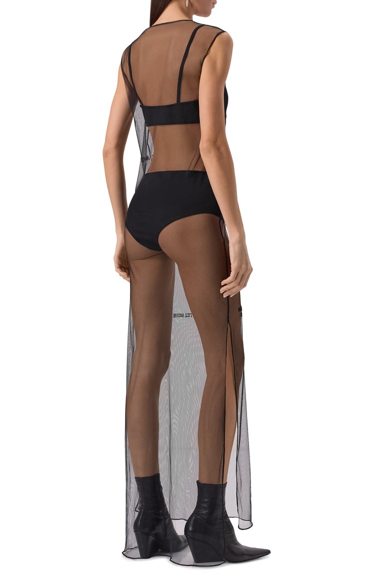 Женское платье ANN DEMEULEMEESTER черного цвета, арт. B0012535/FA585 | Фото 4 (Длина Ж (юбки, платья, шорты): Макси; Женское Кросс-КТ: Платье-одежда; Случай: Коктейльный; Стили: Минимализм; Рукава: Без рукавов; Материал внешний: Синтетический материал)