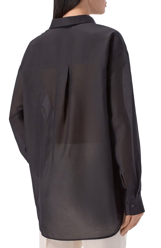 Рубашка из хлопка и шелка 12 STOREEZ 137689 Чёрный  137689 Фото 4