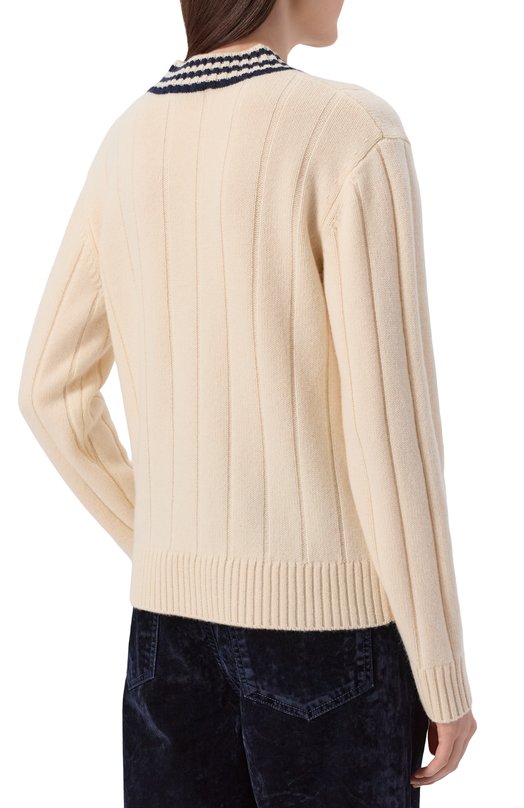 Пуловер из кашемира и шерсти Sporty and Rich WS07961302WH63 Кремовый  WS07961302WH63 Фото 4