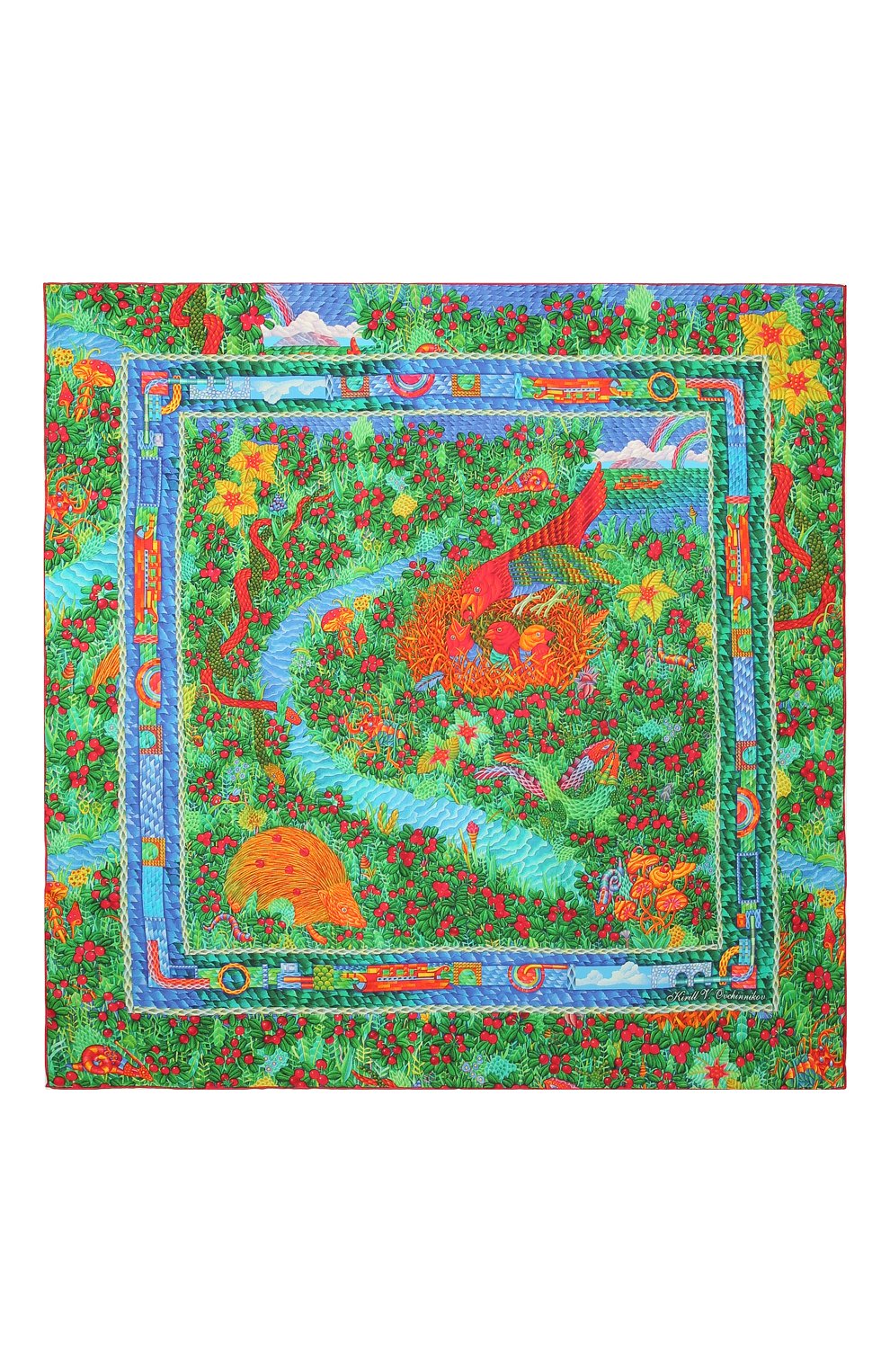 Шелковый платок kalevala KIRILL OVCHINNIKOV зеленого цвета по цене 23100 руб., арт. 90\KLV, фото 3 Шелковый платок kalevala KIRILL OVCHINNIKOV, арт. 90\KLV, фото 3