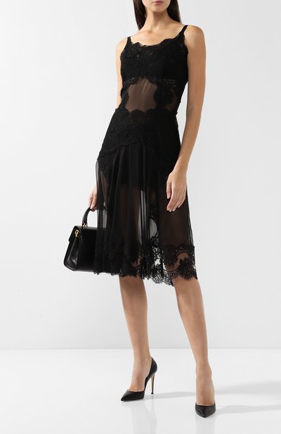 Полупрозрачное платье на бретельках из смеси шелка и хлопка DOLCE & GABBANA, арт. F6TJ7T/FU1AT, фото 2