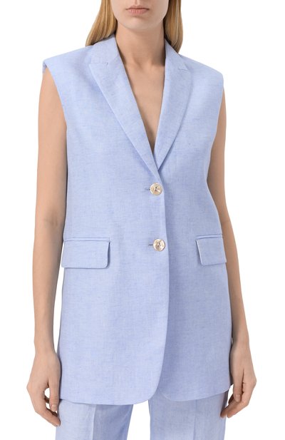 Льняной жилет AGNONA голубого цвета по цене 292500 руб., арт. TX0901/U3014, фото 3 Льняной жилет AGNONA, арт. TX0901/U3014, фото 3