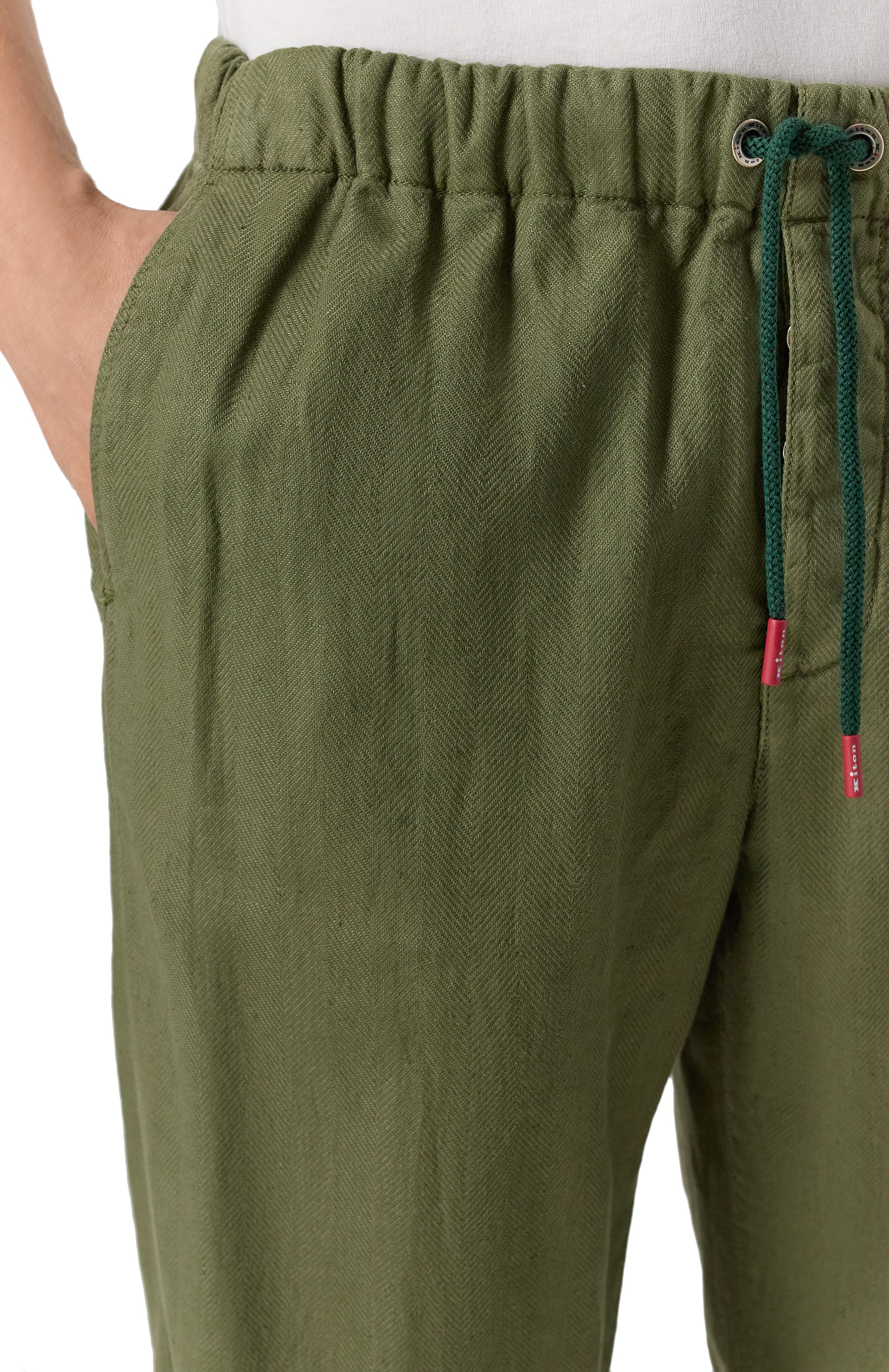 Брюки изо льна и хлопка KITON хаки цвета по цене 185000 руб., арт. UPR003LK0636F08, фото 5 Брюки изо льна и хлопка KITON, арт. UPR003LK0636F08, фото 5