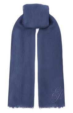 Женский шарф EMPORIO ARMANI синего цвета, арт. EW001869/AF15678 | Фото 1 (Материал: Текстиль; Нос: Не проставлено; Автоматизация состава: Проставлено)