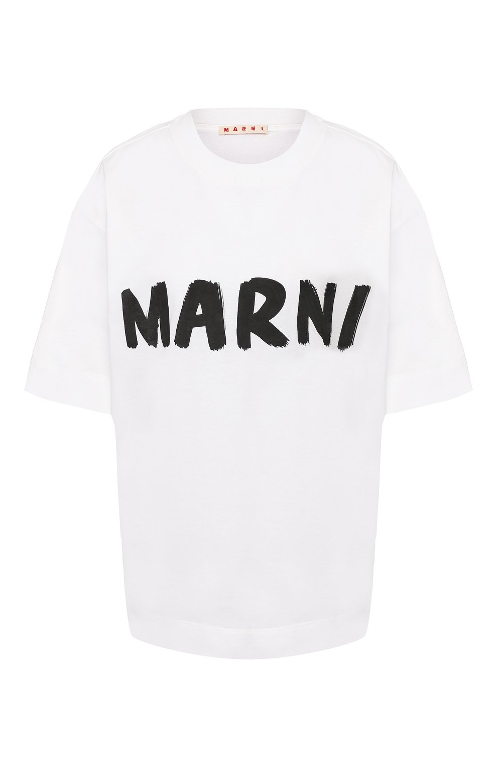 Хлопковая футболка MARNI белого цвета по цене 26200 руб., арт. THJET49EPC/SCQ65, фото 1 Хлопковая футболка MARNI, арт. THJET49EPC/SCQ65, фото 1