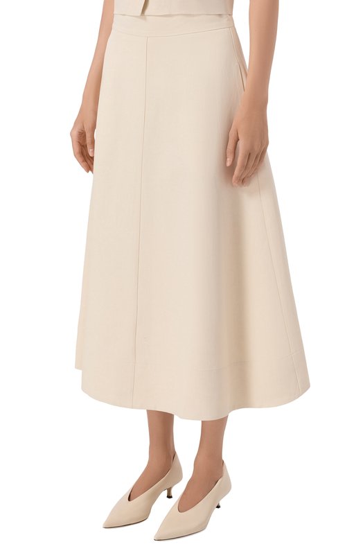 Юбка из вискозы и льна P.A.R.O.S.H. D621191/RAISA26 Кремовый  D621191/RAISA26 Фото 3