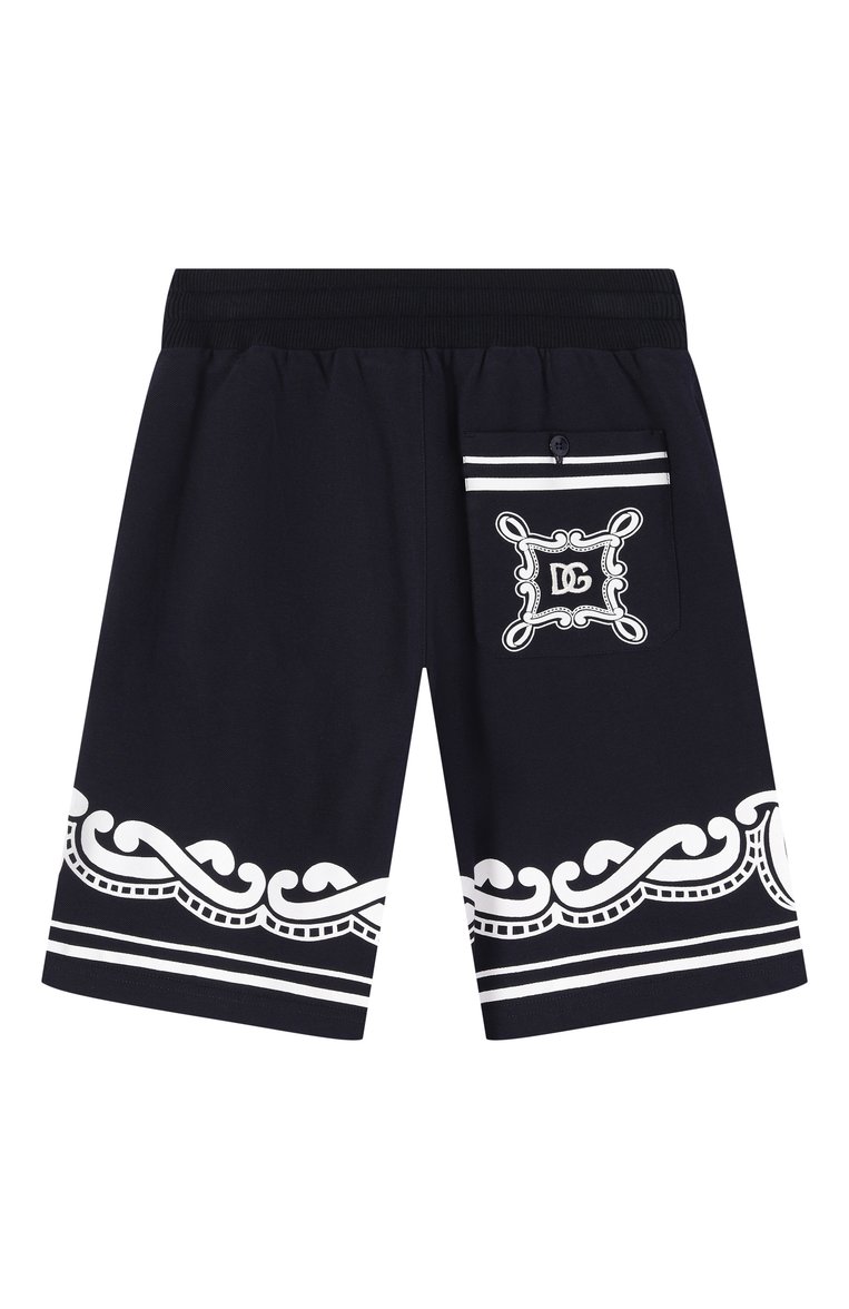 Детски�е хлопковые шорты DOLCE & GABBANA темно-синего цвета, арт. L4JQU7/G700B/8-14 | Фото 2 (Нос: Не проставлено; Случай: Повседневный; Материал внешний: Хлопок; Автоматизация состава: Проставлено; Ростовка одежда: 16 лет | 164 см, 8 лет | 128 см, 13 - 15 лет | 158 см, 10 - 11 лет | 140 - 146см)