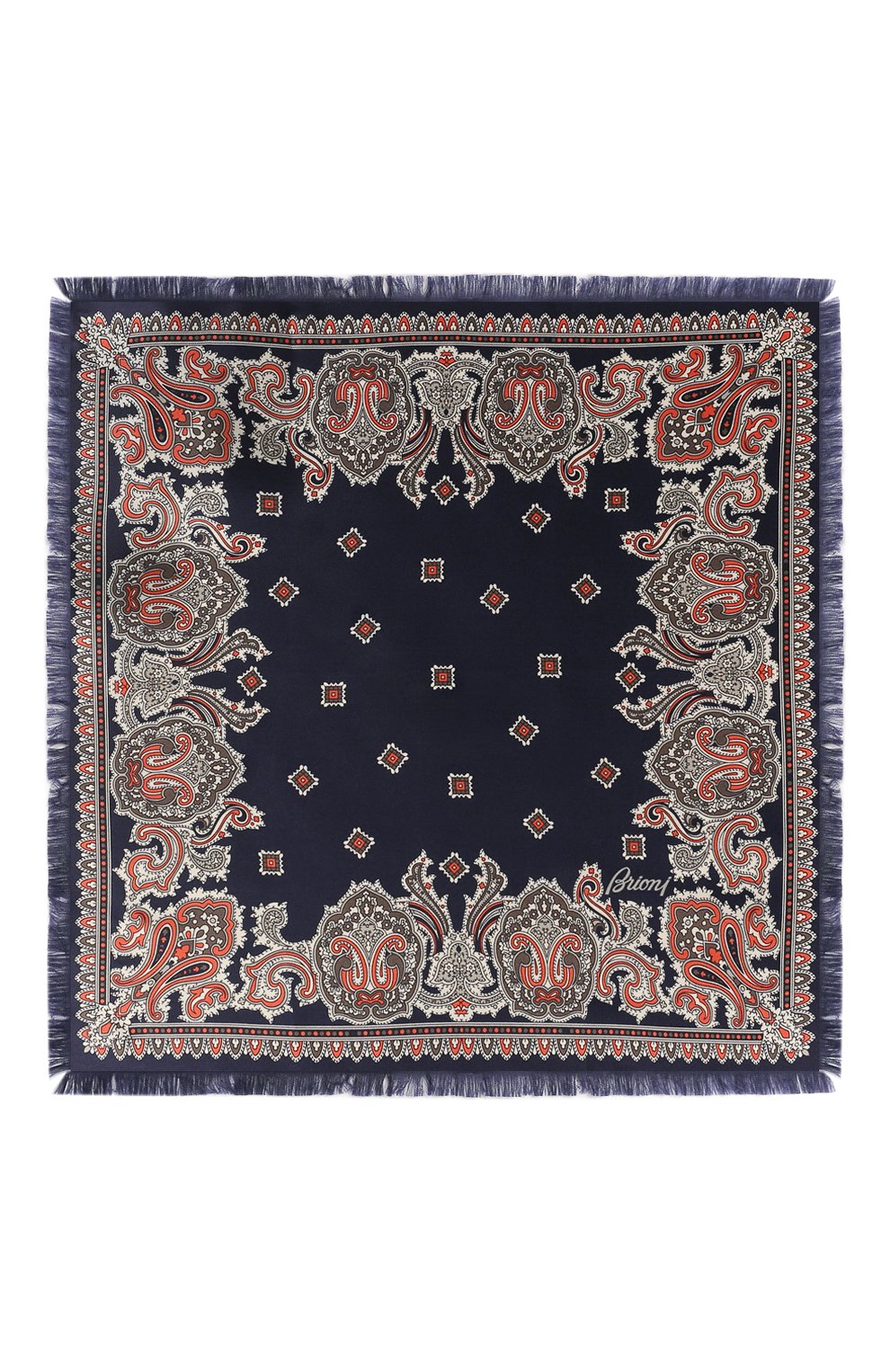 Шелковый платок BRIONI темно-синего цвета по цене 16800 руб., арт. 071D00/P942C, фото 3 Шелковый платок BRIONI, арт. 071D00/P942C, фото 3