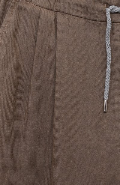 Льняные брюки BRUNELLO CUCINELLI коричневого цвета по цене 52050 руб., арт. B243DP113C, фото 3 Льняные брюки BRUNELLO CUCINELLI, арт. B243DP113C, фото 3