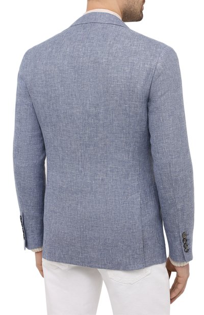 Пиджак изо льна и шерсти BRUNELLO CUCINELLI голубого цвета по цене 342000 руб., арт. MD4957BND, фото 4 Пиджак изо льна и шерсти BRUNELLO CUCINELLI, арт. MD4957BND, фото 4