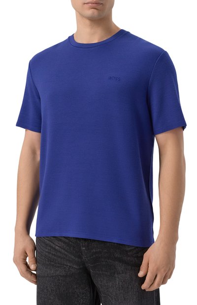 Футболка из вискозы BOSS синего цвета по цене 7475 руб., арт. 50527377, фото 3 Футболка из вискозы BOSS, арт. 50527377, фото 3