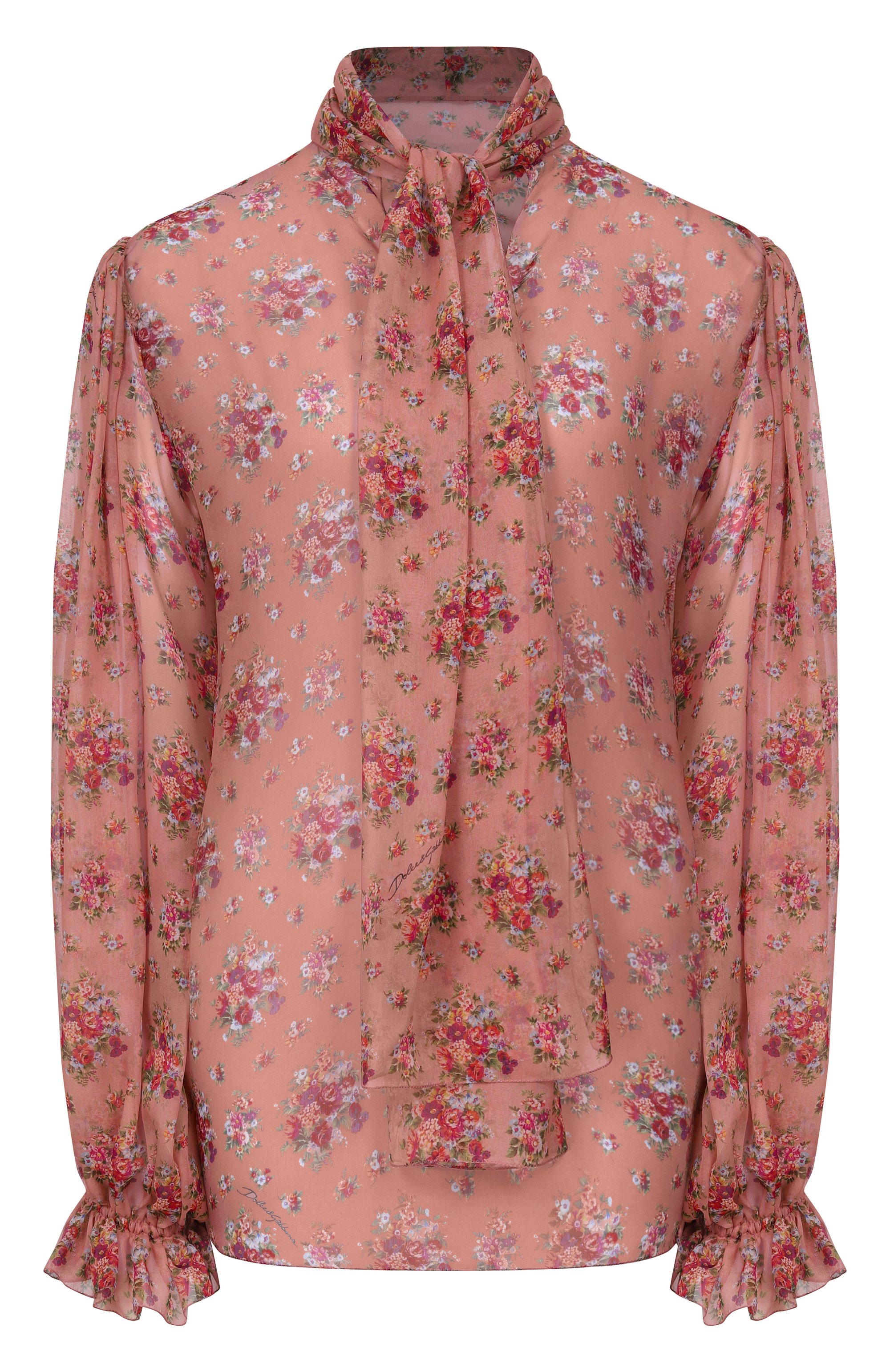 Шелковая блузка DOLCE & GABBANA розового цвета по цене 257500 руб., арт. F7BL0T/IS10F, фото 1 Шелковая блузка DOLCE & GABBANA, арт. F7BL0T/IS10F, фото 1